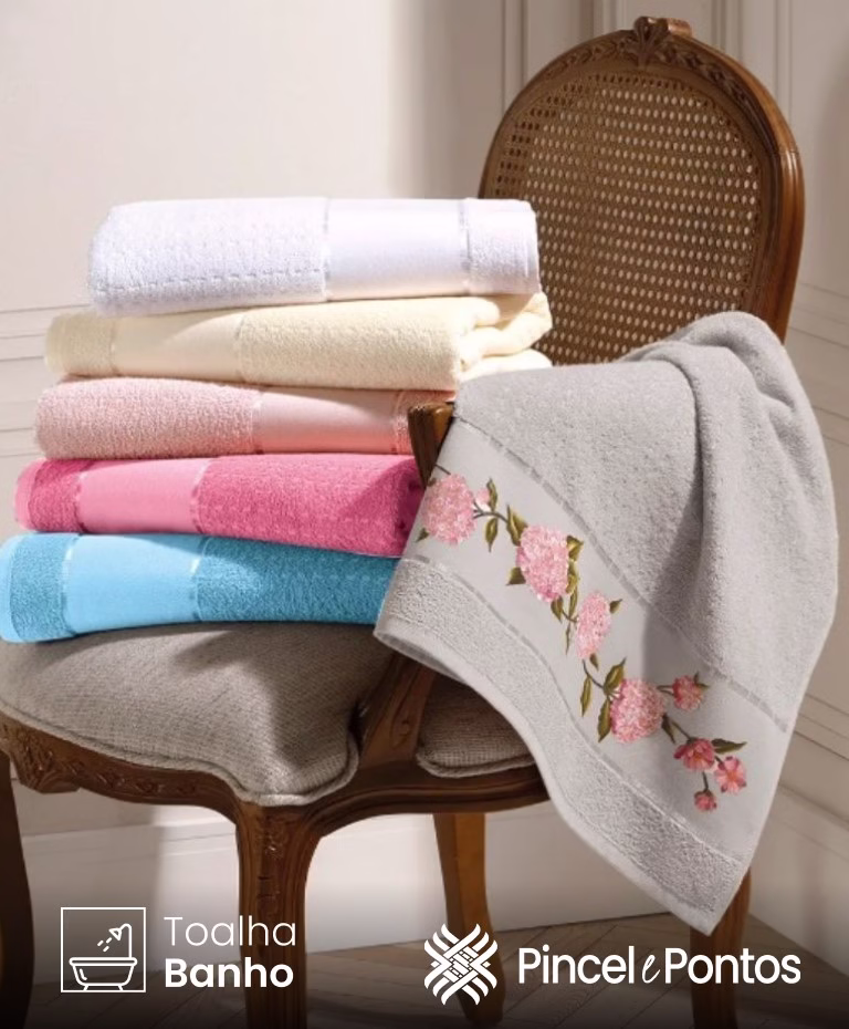 Toalha de Banho Dohler Multi Arte III 70X140 cm para Pintar e Bordar