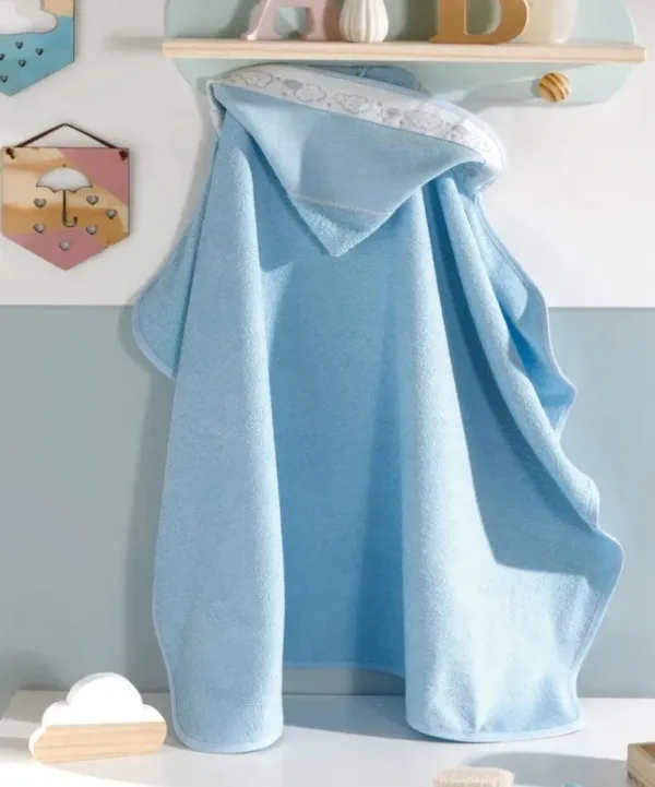 Toalha de Banho com capuz Dohler Baby Kids 90X70 cm para bordar azul