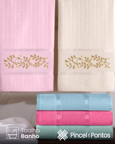 Toalha de Banho Bouton Caprice Luxo 70×140 cm para Bordar