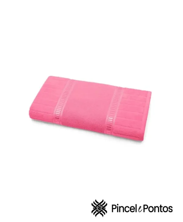 Toalha de Rosto Bouton Caprice Luxo 50×80 cm para Bordar Rosa Chiclete