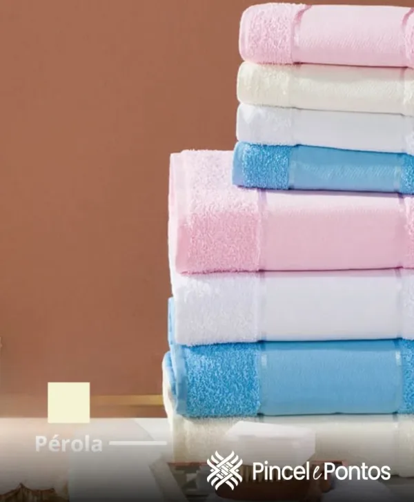 Toalha Banho Valletex Arte 68X1,40 m para Pintar e Bordar Pérola