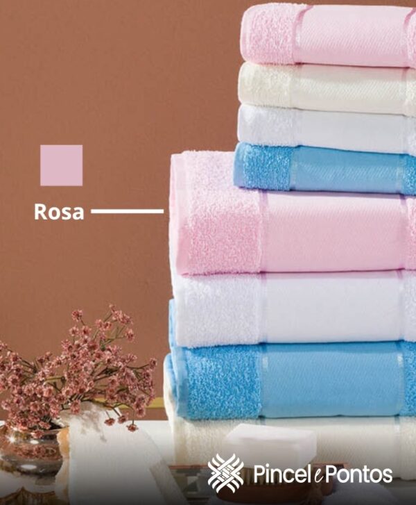 Toalha Banho Valletex Arte 68X1,40 m para Pintar e Bordar Rosa