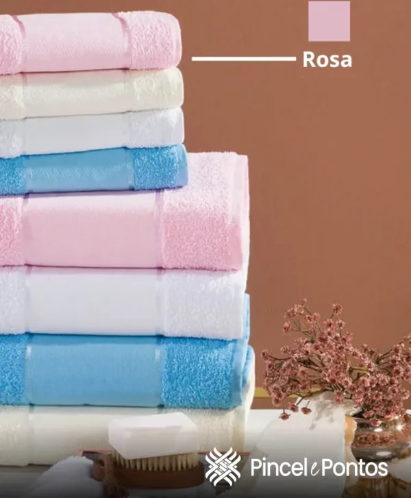 Toalha Lavabo Valletex Arte 30X50 cm para Pintar e Bordar Rosa galeria