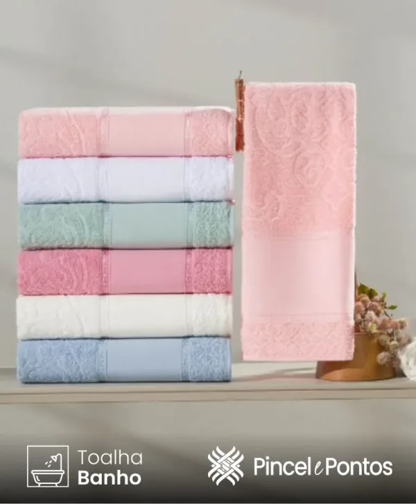 Toalha de Banho Valletex Jacquard Decorarte 68X1,40 m para Pintar e Bordar