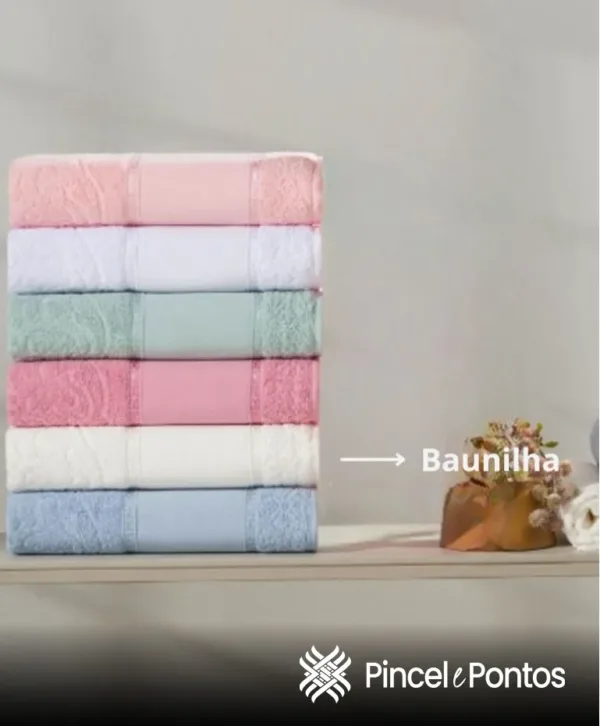 Toalha de Banho Valletex Jacquard Decorarte 68X1,40 m para Pintar e Bordar Baunilha