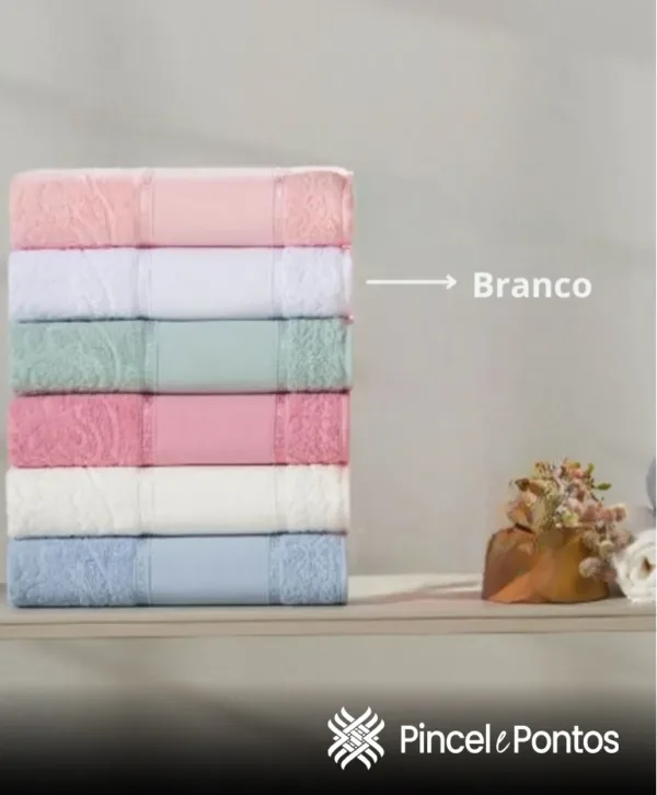 Toalha de Banho Valletex Jacquard Decorarte 68X1,40 m para Pintar e Bordar branco