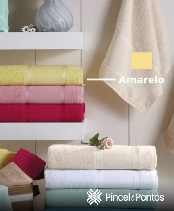 Toalha de Rosto Valletex Requinte 48X80 cm para Bordar Amarelo