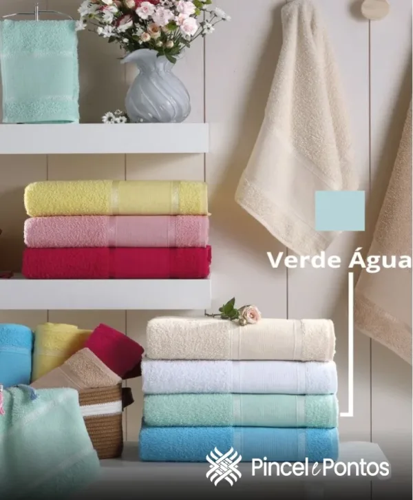 Toalha de Rosto Valletex Requinte 48X80 cm para Bordar Verde Água
