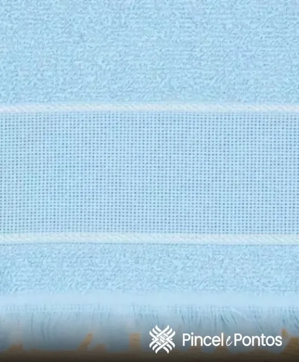Toalha Banho Valletex 62X1,30 m para Bordar Ponto Cruz azul bebe