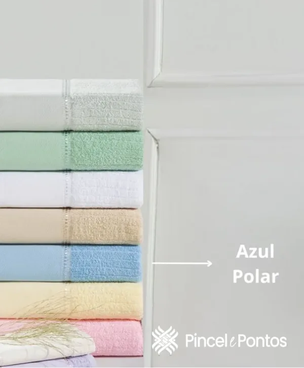 Toalha de Rosto Valletex Arte Canelada 48X80 cm para Pintar e Bordar Azul polar