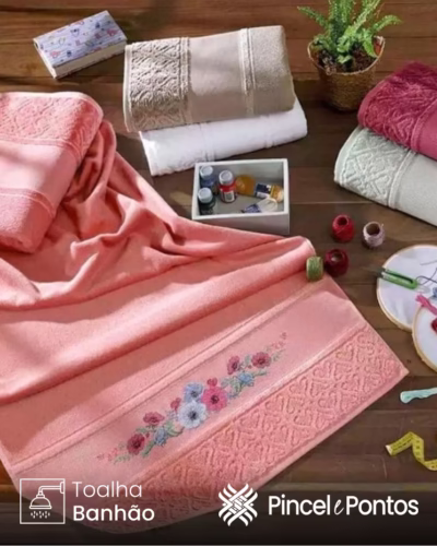 Toalha de Banhão Döhler Softbella 90X150 cm para Bordar Ponto Cruz