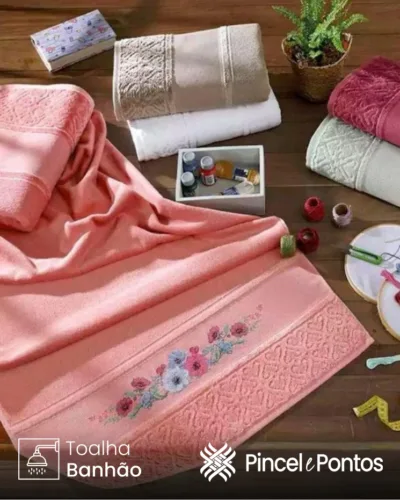 Toalha de Banhão Döhler Softbella 90X150 cm para Bordar Ponto Cruz