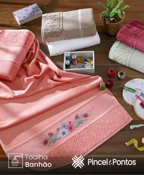 Toalha de Banhão Döhler Softbella 90X150 cm para Bordar Ponto Cruz