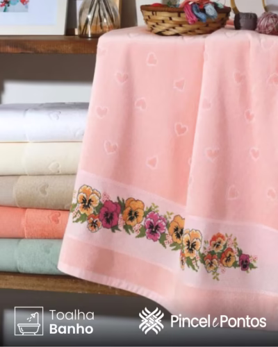 Toalha de Banho Döhler Verona 70X140 cm para Bordar Ponto Cruz