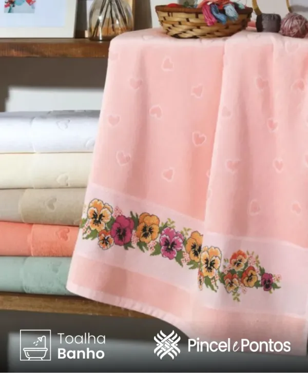 Toalha de Banho Döhler Verona 70X140 cm para Bordar Ponto Cruz