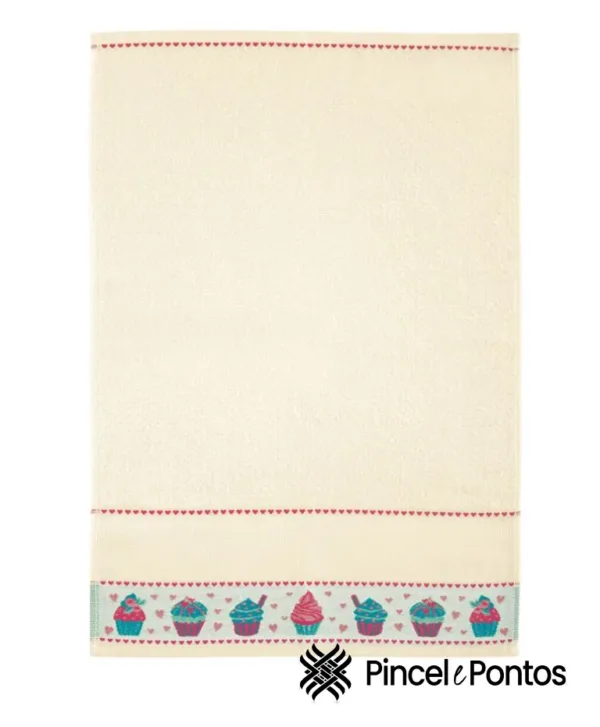 Pano de Copa Teka Art 45X65 cm para Bordar cupcake