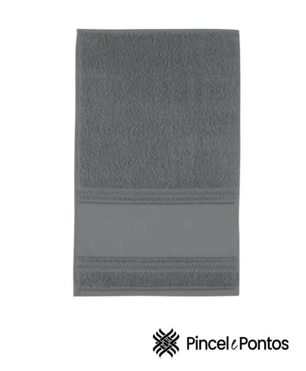 Toalha de Lavabo Teka Criativa Cristine 70X1,35 m para Bordar Ponto Cruz cinza