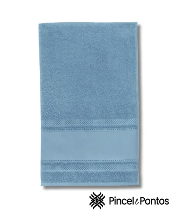 Toalha de Lavabo Teka Criativa Valentine 30X50 cm para Pintar ou Bordar na máquina azul