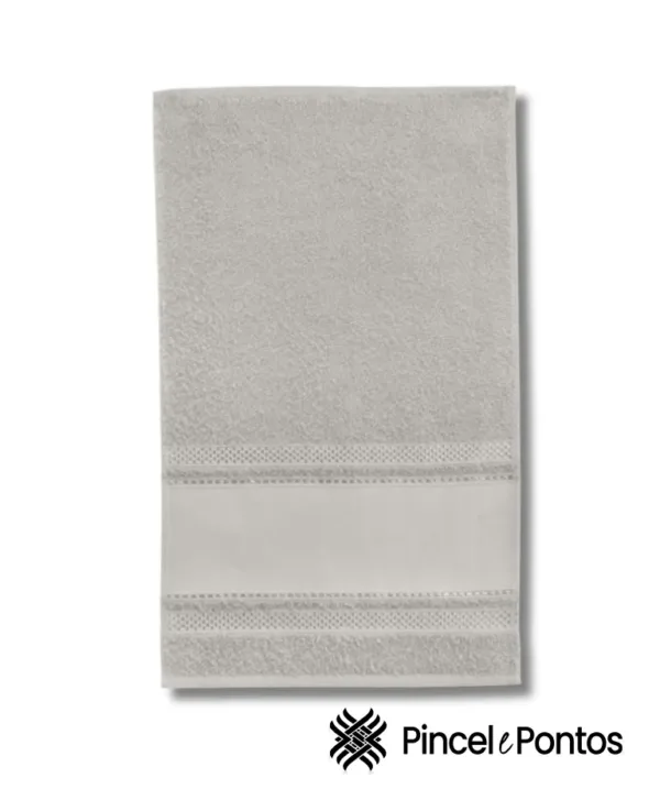 Toalha de Lavabo Teka Criativa Valentine 30X50 cm para Pintar ou Bordar na máquina cinza