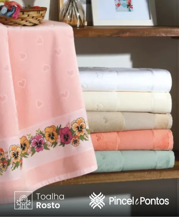 Toalha de Rosto Döhler Verona 50x80cm para Bordar Ponto Cruz