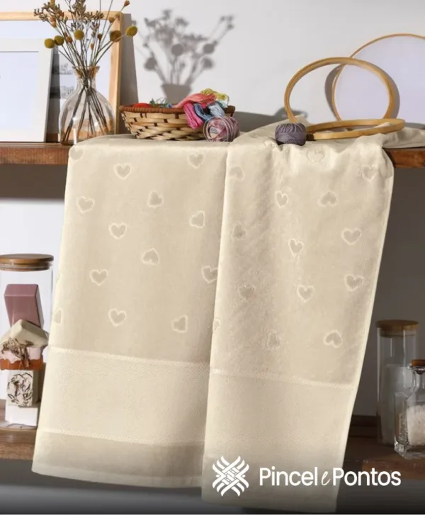 Toalha de Rosto Döhler Verona 50x80cm para Bordar Ponto Cruz bege