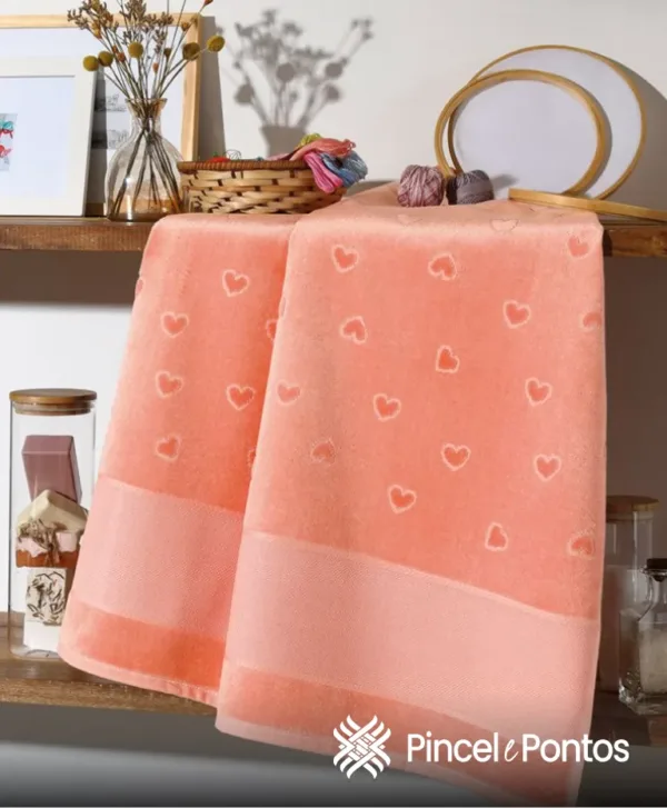 Toalha de Rosto Döhler Verona 50x80cm para Bordar Ponto Cruz terracota