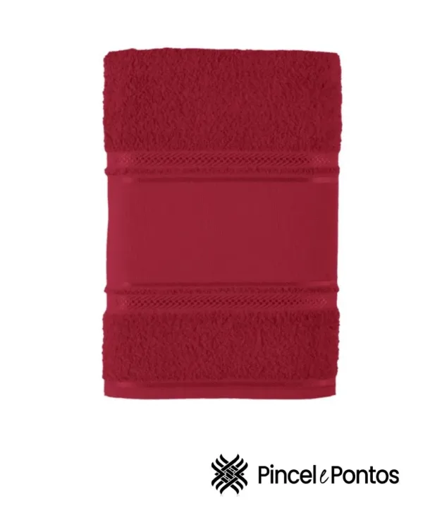 Toalha de Rosto Teka Criativa Cristine 70X1,35 m para Bordar Ponto Cruz vermelho galeria