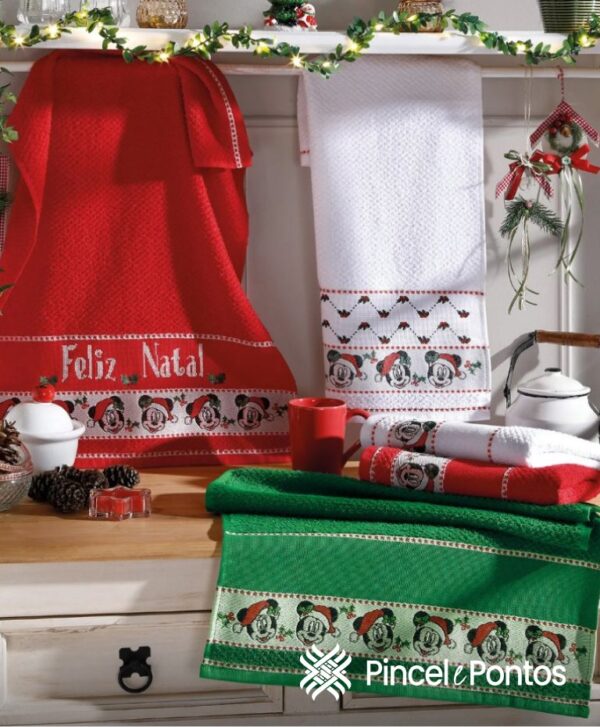 Pano de Prato Döhler Michey Natal para bordar 45X70 cm galeria verde